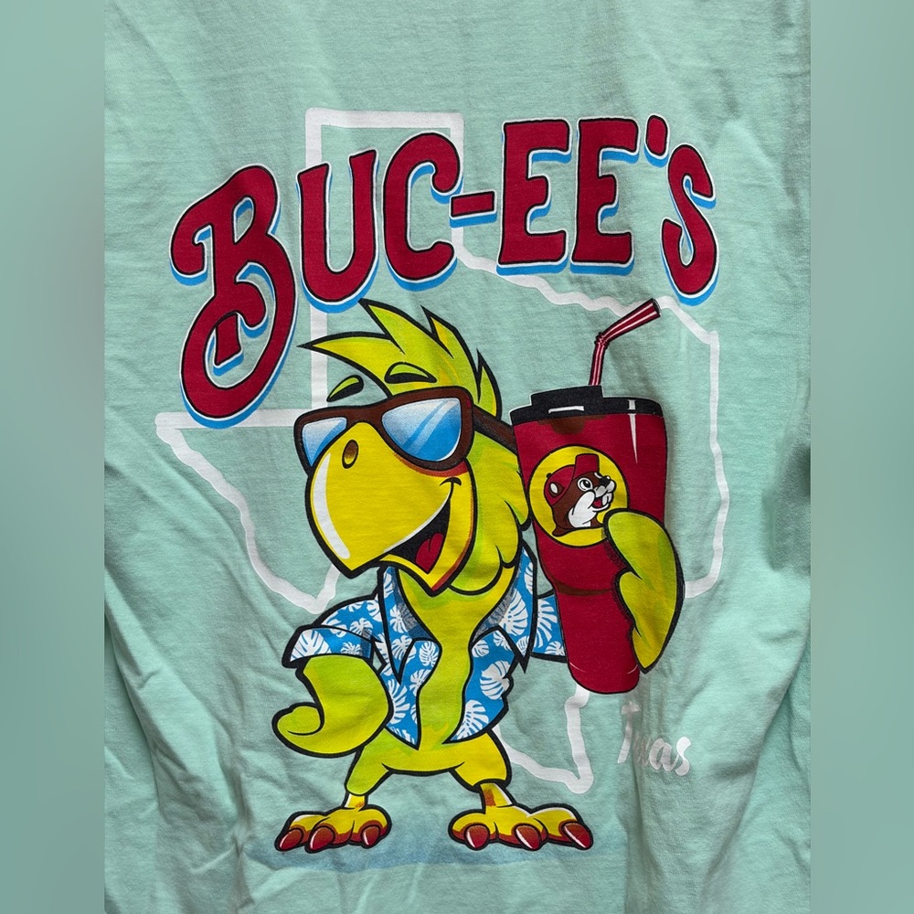 Buc-ee’s Beaver Mascot T Shirt Adult Small Mint Green Texas Graphic Tee Funny